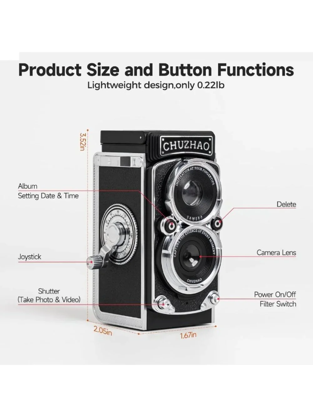 Retro Digital Camera with Time Stamp - 1080p FHD, 12MP, Mini Vlogging, Portable